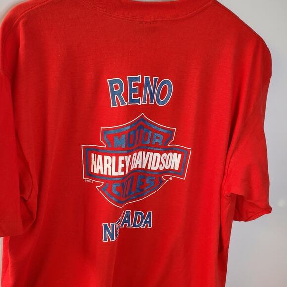 Harley Davidson Vintage Single Stitch Red  Tshirt Reno Nevada Great condition - Picture 4 of 8